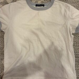 Brandy Melville White and Gray Short Sleeve Tee